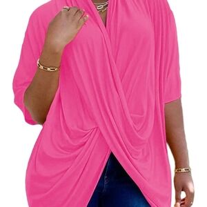 Chic Pink Women's Drape Blouse